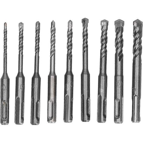 Jeu de forets à maçonnerie à pointe carbure pour marteau perforateur, pour brique, béton et roche, diamètre 4-12 mm, 160 mm (1/5)