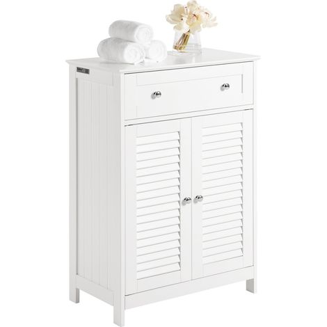 Armario de almacenaje Mueble Auxiliar para baño- 1 cajones y 2 Puertas Blanco FRG238-W SoBuy ES (1/10)
