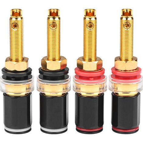 4 PièCes Borne de Liaison Haut-Parleur Hifi Connecteur D'Amplificateur Plaqué Or en Cuivre Pur pour Prise Banane