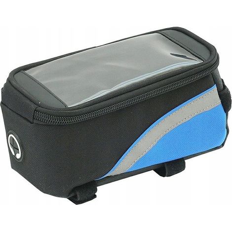 Bolsa para manillar de bicicleta, bolsa impermeable con funda para teléfono y soporte. (1/2)