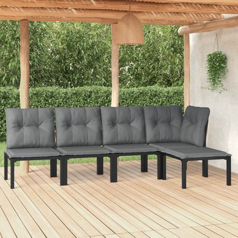 Salon de jardin 5 pcs - Ensemble Table et Chaise de Jardin - noir et gris résine tressée BV612064 - BonneVie (1/5)