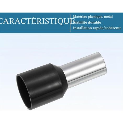 Embouts de Câble Connecteurs de Cosses Isolées pour Embouts de Câble Noir 16mm (1/4)
