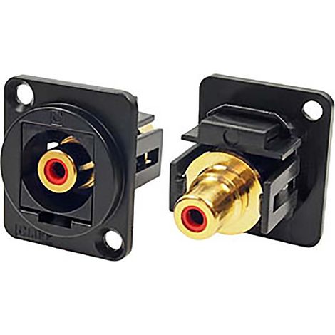 Prise RCA RS PRO Femelle, Montage panneau Droit, Contacts plaqués Or sur nickel ( Prix pour 1 )