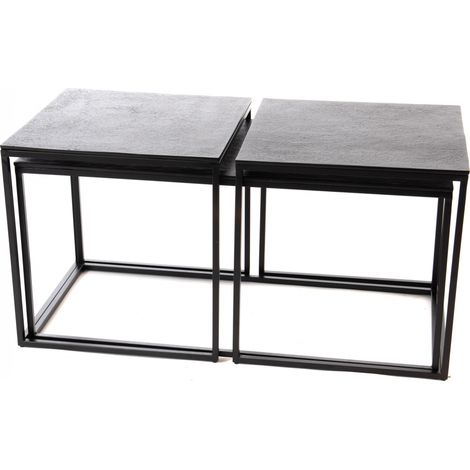 Amadeus - Lot de 3 tables basses carrées en métal noir L98 cm Prato (1/5)