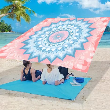 Voile d'ombrage imperméable style Mandala – Toile solaire rectangulaire/carrée avec 4 cordes, protection UV 95%, auvent décoratif pour jardin terrasse Voile d'Ombrage(Style2-185cmx185cm)