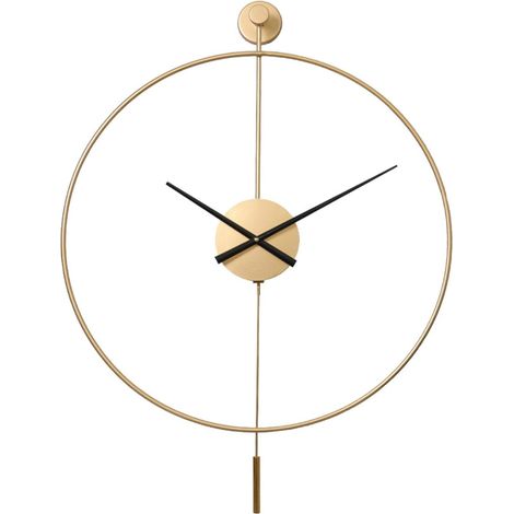 Horloge murale 3D moderne à piles, ronde et décorative en métal fer, idéale pour le salon - 50 cm