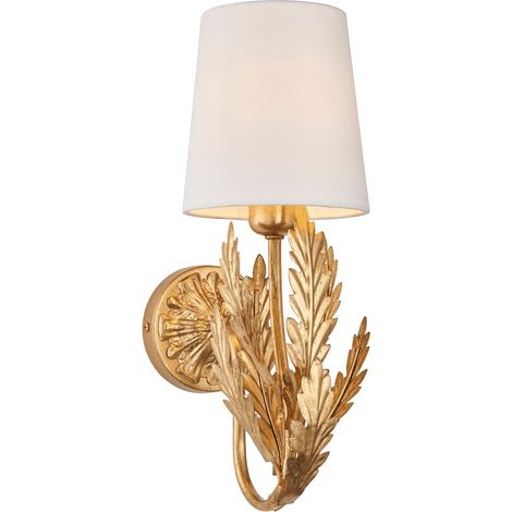 Endon Delphine Lampada da parete decorativa foglia oro a strati con paralumi in tessuto avorio (1/5)