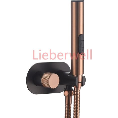 Robinet de Bidet en or Rose brossé, mélangeur chaud et froid caché avec pistolet de pulvérisation portatif à 3 fonctions, accessoires autonettoyants pour salle de bains (1/5)