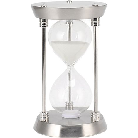 Sablier Métallique Décoratif Vintage 15 Minutes Sable Remplaçable Argenté Haute Brillance (1/5)