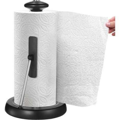 Portarrollos de papel higiénico vertical de acero inoxidable negro, diseño que ahorra espacio para cocina, baño, hogar, restaurante, hotel. (1/5)
