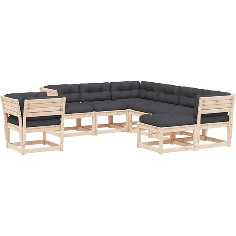 8 Piece Garden Lounge Set with Cushions Solid Wood Pine vidaXL (1/5)