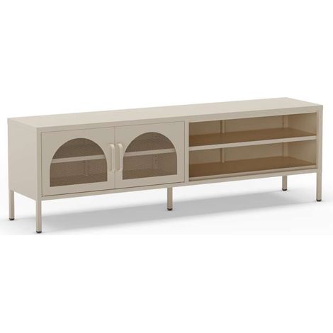 Mueble televisión modelo Dora 2 puertas acabado metal crema, 160cm(ancho) 50cm(alto) 35cm (largo) (1/5)