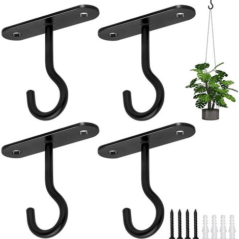 Juego de 4 ganchos de pared, adecuados para decoración de interiores y exteriores (cestas de flores, comederos para pájaros, campanillas de viento, etc.). (1/5)