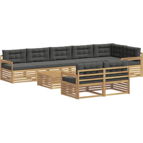 Set di divani da esterno 9 pz Bianco e Antracite Poliestere vidaXL (1/5)