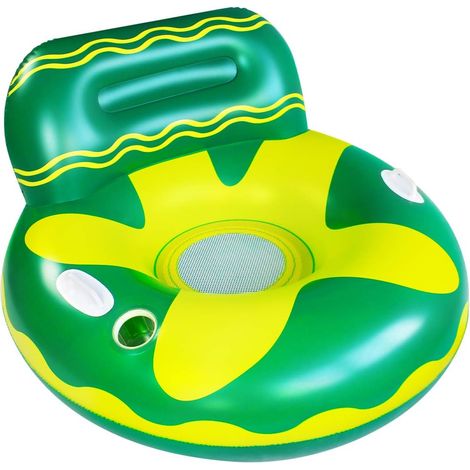 (Green 105x105x70cm) Chaise longue flottante pour adultes, hamac gonflable, chaise flottante pour piscine, canapé gonflable avec deux poignées et un grand support de verre, parfait pour se détendre da