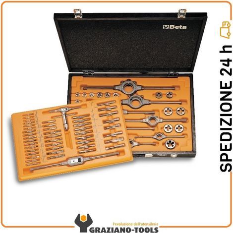 Assortimento maschi e filiere acciaio hss passo grosso e fine beta 447/c70 - 70 (1/2)
