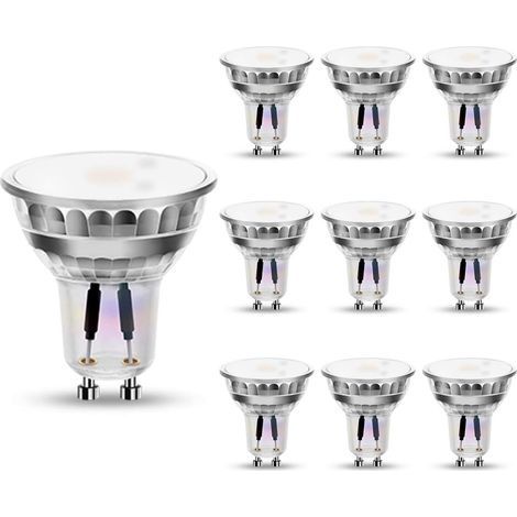 Lot de 10 Ampoules LED GU10 Blanc Chaud 4W, Équivalent 50W, 3000K, 320lm, Angle d'Éclairage 120° (1/5)