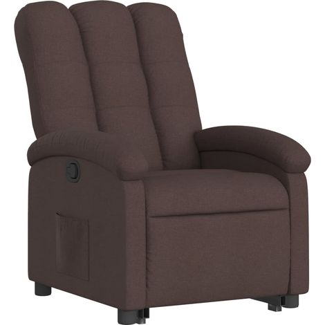 Sillón reclinable elevable tela marrón oscuro vidaXL