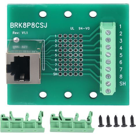Carte de dérivation de connecteur Ethernet RJ45 8P8C, Port réseau, borne à vis avec support pour ordinateurs, routeurs, commutateurs (1/5)