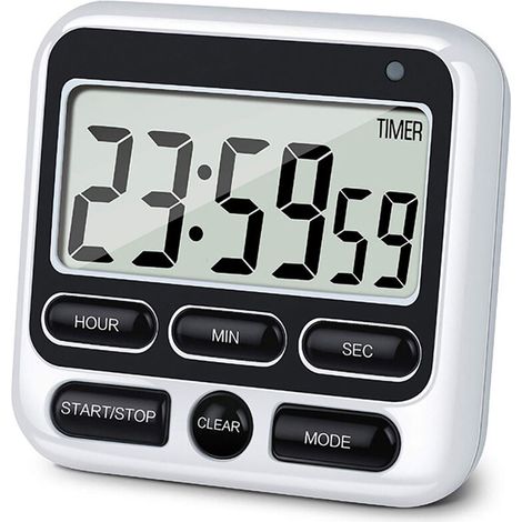 (Noir/Blanc, 8x7.8x2CM) Chronomètre électronique multifonctionnel à semi-conducteurs, chronomètre de cuisine, chronomètre numérique (1/4)