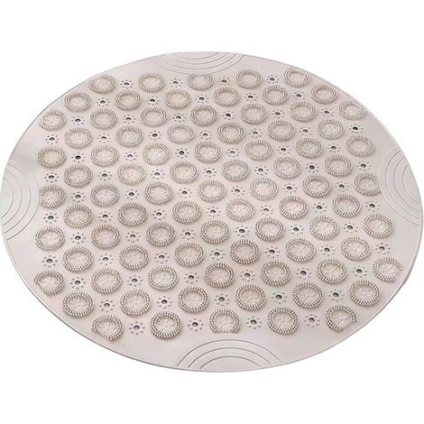 Runde Duschmatte – PVC – Rutschfest – Mit Saugnapf – Mit Abflussloch – Maschinenwaschbar – 55 x 55 cm – Khaki (1/5)