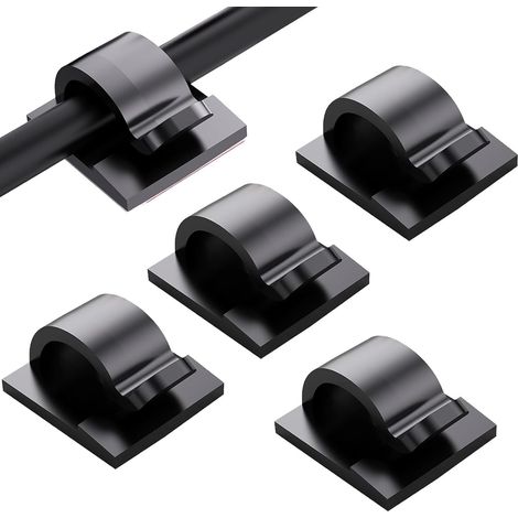 100 Pièces Clips de Câble Noir Auto-adhésif Bureau Gestion des Câbles Clips Clips de Câble Collants pour Lumières et Décoration Atelier Mural Bureau à Domicile à L'extérieur(Noir) (1/5)