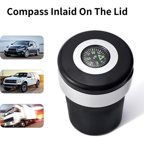 Cendrier de voiture, cendrier portable universel sans fumée avec couvercle, lumière bleue LED pour la plupart des porte-gobelets (1/5)