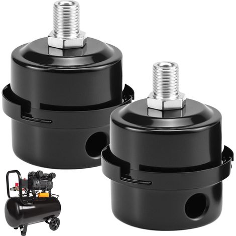 Set mit 2 Luftkompressor-Schalldämpfern, Metall-Luftkompressor-Ansaugfilter-Schalldämpfer, 1/4" PT 12 mm