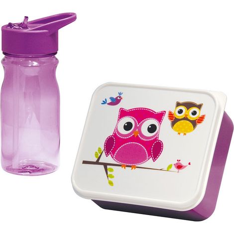 Coffret Snack Pour Enfants Avec Chouette Cantine 0.85l/0.5l Mondex (1/2)