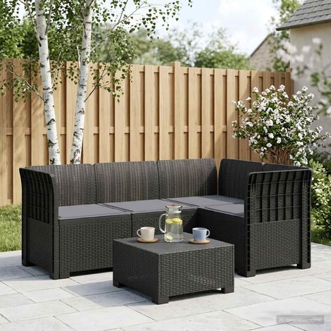 vidaXL Sofá de Jardín para 4 Personas con Cojines Estilo Rattan PP (1/5)