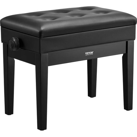 Banc de Piano 560x340x490 mm Tabouret de Piano Hauteur Réglable, Coussin Rembourré, Banquette Siège de Piano en Bois, Compartiment de Banc de Rangement pour Livres de Musique, Chambre à Coucher (1/5)