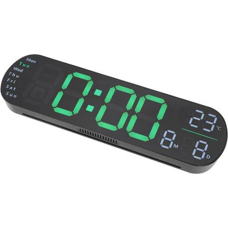Horloge Murale Numérique - Ecran LED 35 cm - Réglage Luminosité Automatique - Veilleuse RVB 9 Modes - Double Réveil et Minuterie - 1 Unité (1/5)