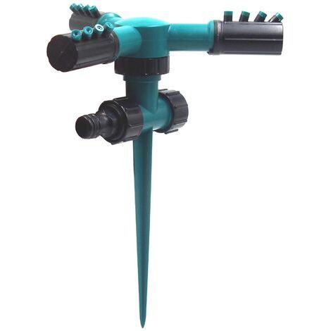 Arroseur de Pelouse Plastique Arroseur de Jardin Arroseur d'Eau de Jardin Trois Bras Rotatifs à 360 °Arroseur Rotatif Système d’Arrosage Efficace Pulvérisateur Durable à 3 Bras Pour Pelouse， (1/5)