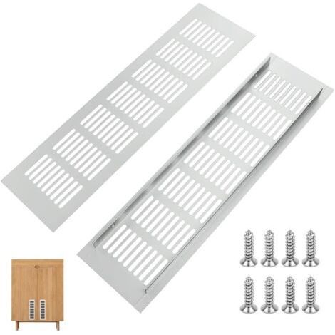 Set of 2 Rectangular Aluminum Ventilation Grille 300x80mm Metal Ventilation Grille for Furniture Shoe Kitchen Ventilation Plate Cupboard Door Anti-Humidity and Odors Easy to Install White (1/5)