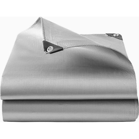 Bâche plastique double argent 160g/m² anti-soleil imperméable 3×4m, protection cargaison (1/5)