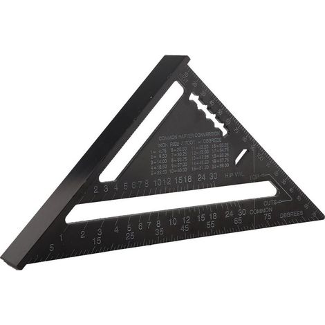 Équerre speed square 7 pouces – alliage aluminium – métrique – triangle angle protractor – construction / amateur (1/5)