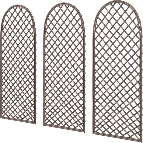 Lot de 3 Treillis de jardin en osier tissé Panneau Arc pour Plantes grimpantes 43 x 2 x 112 cm, effet bois naturel (1/5)
