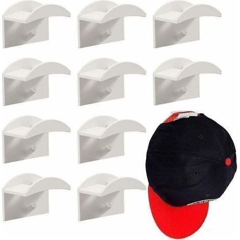 [JAMAIS UTILISÉ] Crochets de Chapeaux Support mural pour chapeau et perruque casque de baseball adhésif sans perforation double hook Porte-Chapeaux  Blanc 10 Pièces (1/5)