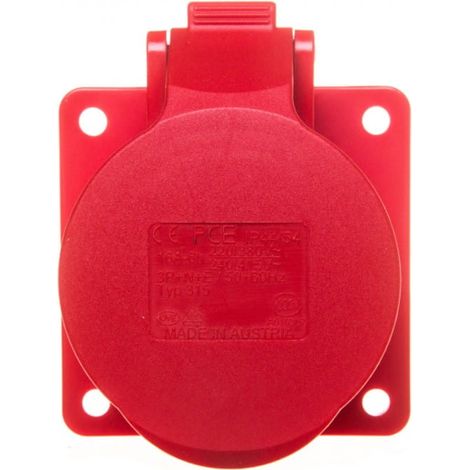 Enchufe de panel 16A 5P 400V /75x75/ rojo IP44 giratorio 315-6f7