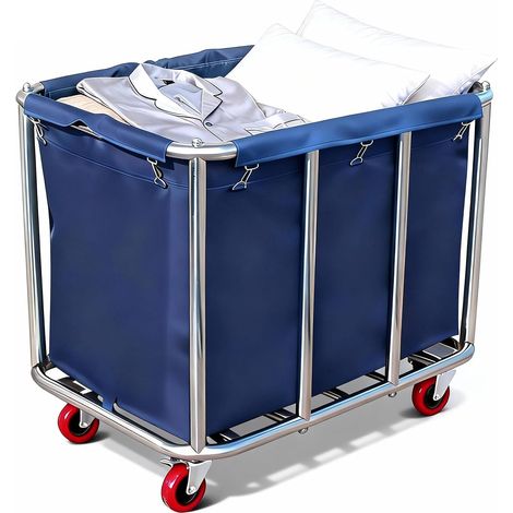 Grand Chariot à Linge, Panier à Linge en Acier Inoxydable avec Roulettes Amovible Imperméable et Antirouille pour Usage Commercial Maison Hôtel Buanderie Capacité 120Kg 400L 90 x 65 x 81cm (1/5)