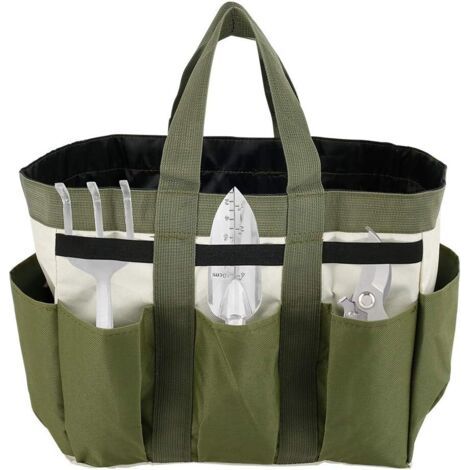 CCYKXA Sac à outils de jardin organiseur avec 8 poches robuste en tissu Oxford 600D sac de rangement portable multifonction avec poignées et sangles élastiques sac de jardinage pour homme et femme (1/4)