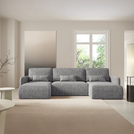 U-Sofa, 4-sitzig, umwandelbar, mit Truhe Lazare Grau (1/5)
