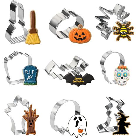 Halloween Patisserie Moule,Emporte Pièces en Plastique,Emporte Pièce Halloween,Halloween Cookie Cutter,Citrouille Emporte Pièces,3d Moule à Biscuits pour Halloween,Emporte Pièce Enfan,8pcs