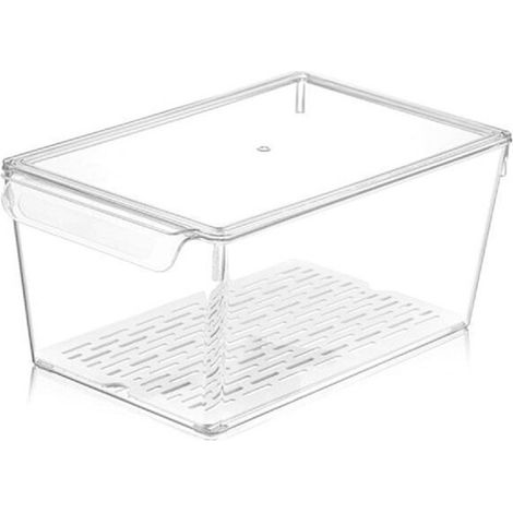 MICHELINO Kühlschrank Organizer mit Deckel und Sieb Breite 20cm, Höhe 7cm (1/2)