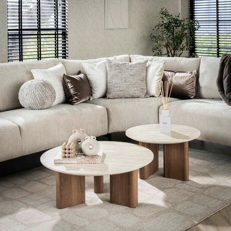 Table basse ronde en bois et céramique MARTIN2 (lot de 2) (1/5)