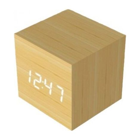 Réveil en Bois Mini Horloge Numérique avec Affichage De L'Heure De La Température Luminosité à 3 Niveaux Et Commande Vocale Idéale pour Les Déplacements à Domicile (1/5)