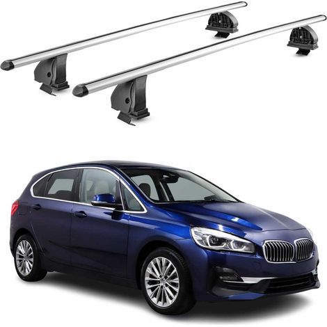 OMAC Barres de toit transversales en aluminium pour Bmw Serie 2 Active Tourer F45 2014-2021 – TÜV / DIN 75302:2019 – Antivol inclus – Charge max 75 kg – 2 barres – Gris (1/4)