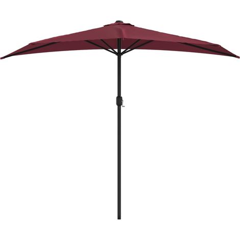 Balkon-Sonnenschirm Alu-Mast Bordeauxrot 270x144x222cm Halbrund vidaXL (1/4)