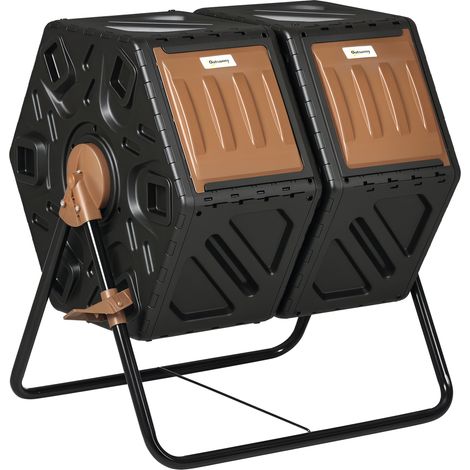 Outsunny 130L Compost Bin Dual Chamber Rotating Composter w/ Ventilation Holes (1/5)
