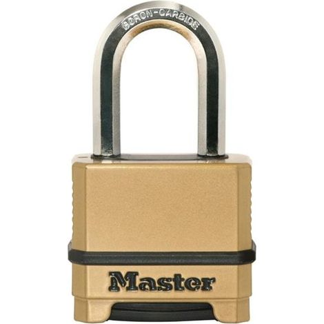 High-Security Combination Padlock by Master Lock M175EURDLF – Zinc Body, L-Shaped Shackle, Outdoor Use, Ideal for Storage Units, Garages, and Trailers